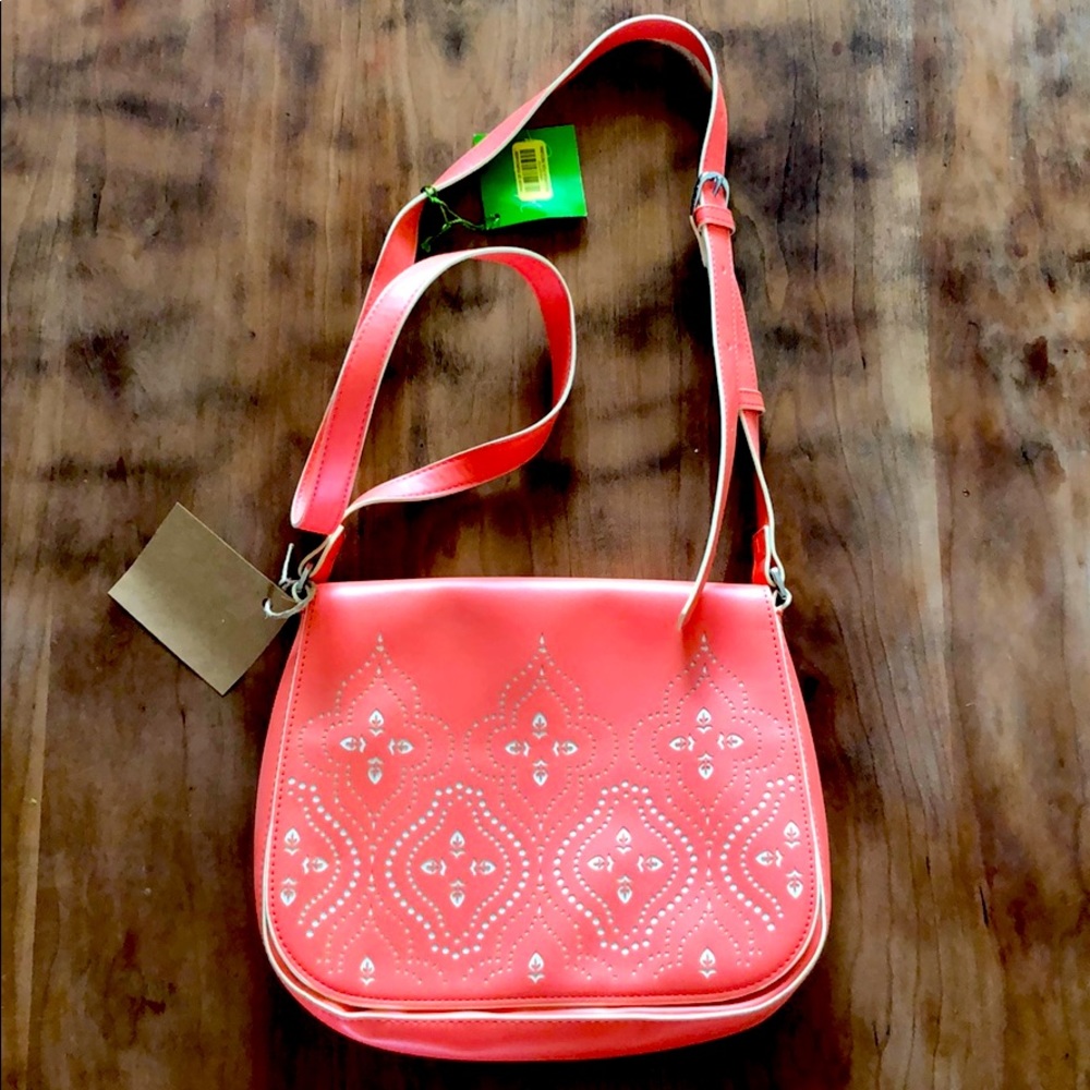 Vera Bradley laser cut saddle crossbody - coral